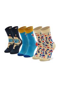 Happy-Socks - Happy Socks Zestaw 3 par wysokich skarpet dziecięcych XKAST08-2200 Kolorowy. Materiał: materiał. Wzór: kolorowy #2