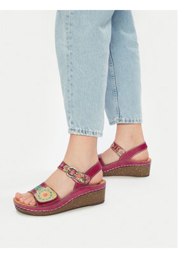 Laura Vita Sandały Facscineo 0122 Kolorowy. Materiał: skóra. Wzór: kolorowy