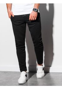 Ombre Clothing - Spodnie męskie dresowe P1004 - czarne - L. Kolor: czarny. Materiał: dresówka. Styl: klasyczny #3
