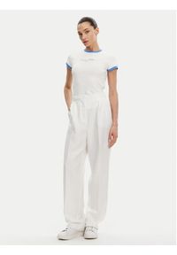 TOMMY HILFIGER - Tommy Hilfiger T-Shirt WW0WW44581 Écru Slim Fit. Kolor: kremowy. Materiał: bawełna #5