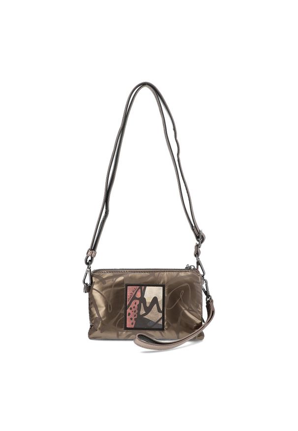 Brązowa Elegancka Torebka Damska Anekke. Kolor: brązowy. Materiał: skóra ekologiczna. Wzór: kolorowy