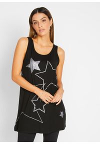 bonprix - Długi top. Kolor: czarny. Długość: długie. Wzór: nadruk #1