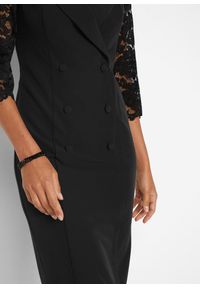 bonprix - Sukienka żakietowa z rękawami koronkowymi. Kolor: czarny. Materiał: koronka. Styl: elegancki #2