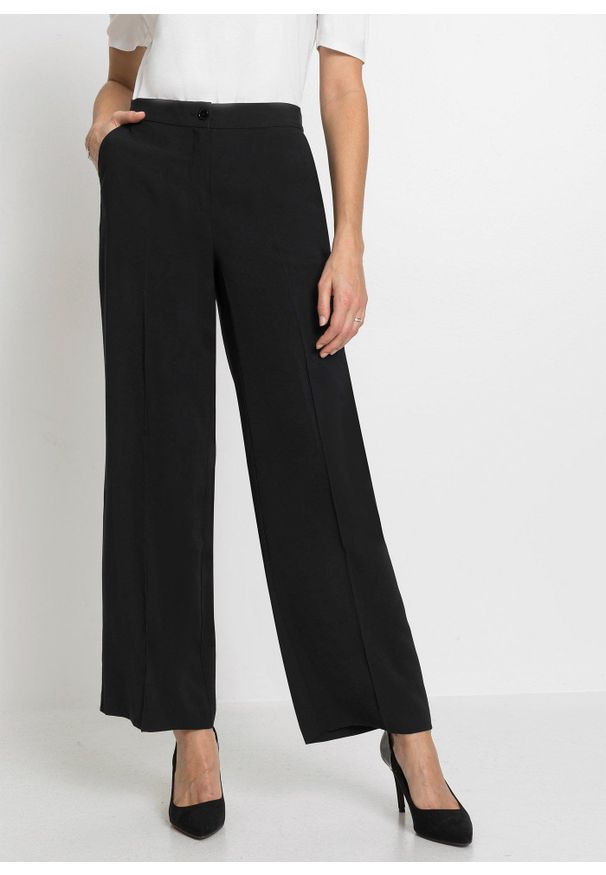 bonprix - Lekkie spodnie Marlena z wiskozą. Kolor: czarny. Materiał: wiskoza. Styl: elegancki