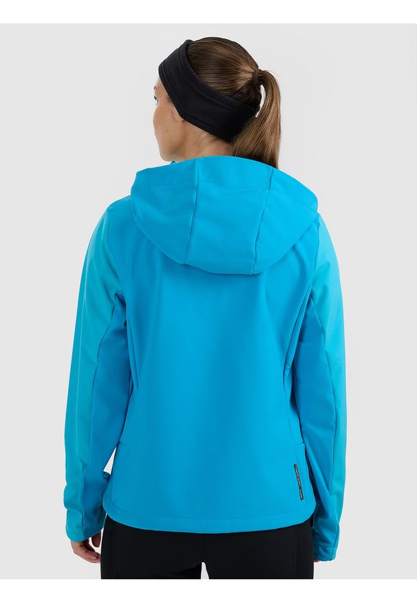 4f - 4F Kurtka softshell wiatroodporna membrana 8000 damska - niebieska S. Kolor: niebieski. Materiał: softshell. Technologia: Primaloft. Sport: turystyka piesza, wspinaczka