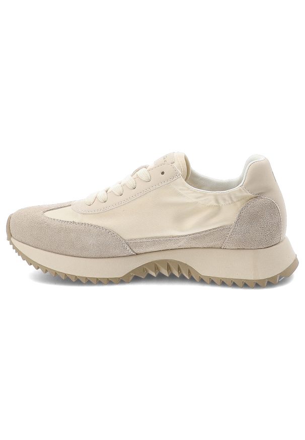 Big-Star - Sneakersy damskie Big Star, cholewka ze skóry naturalnej z klasycznym sznurowaniem i płaską podeszwą, beżowe, TT274512. Okazja: na co dzień. Zapięcie: sznurówki. Kolor: beżowy. Materiał: skóra. Szerokość cholewki: normalna. Obcas: na płaskiej podeszwie