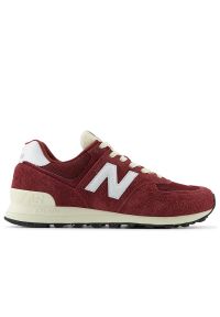 Buty New Balance U574RBK - bordowe. Okazja: na co dzień. Kolor: czerwony. Materiał: guma, skóra, syntetyk, dresówka, materiał. Szerokość cholewki: normalna. Model: New Balance 574