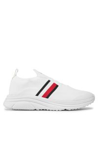 TOMMY HILFIGER - Tommy Hilfiger Sneakersy Modern Runner Knit Stripes Ess FM0FM04798 Biały. Kolor: biały #1