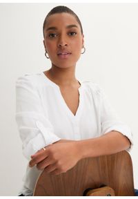 bonprix - Bluzka tunikowa z miękkiej wiskozy. Kolor: biały. Materiał: wiskoza. Długość rękawa: długi rękaw. Długość: długie #2