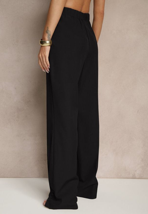 Renee - Czarne Spodnie Garniturowe High Waist Annavia. Okazja: na spotkanie biznesowe. Stan: podwyższony. Kolor: czarny. Styl: biznesowy, elegancki