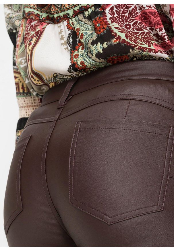 bonprix - Spodnie ze stretchem z mieszanki wiskozy. Kolor: brązowy. Materiał: wiskoza. Styl: elegancki