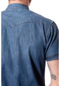 Wrangler - KOSZULA JEANSOWA MĘSKA WRANGLER SS WESTERN SHIRT MID INDIGO W5A10O78E. Materiał: jeans. Długość rękawa: krótki rękaw. Długość: krótkie #8