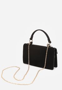 Born2be - Czarna Elegancka Torebka Kuferek z Imitacji Zamszu z Dodatkowym Łańcuszkiem Epona. Kolor: czarny. Materiał: zamszowe. Styl: elegancki. Rodzaj torebki: na ramię #5