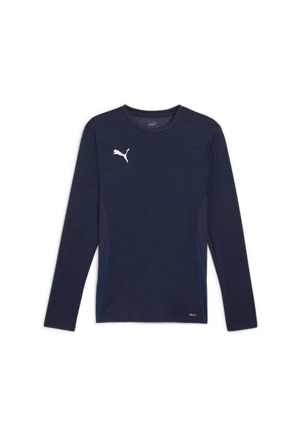 Dżersej z długim rękawem Puma TeamGoal. Kolor: niebieski, wielokolorowy, biały. Materiał: jersey. Długość rękawa: długi rękaw. Długość: długie. Sport: piłka nożna