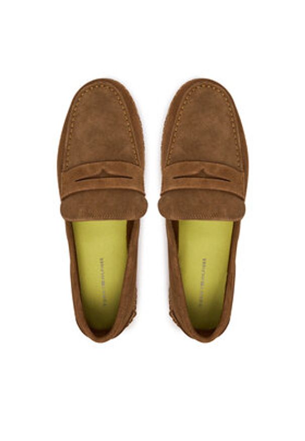 TOMMY HILFIGER - Tommy Hilfiger Espadryle Flexible Hilfiger Sde Espadrille FM0FM05794 Brązowy. Kolor: brązowy. Materiał: skóra, zamsz
