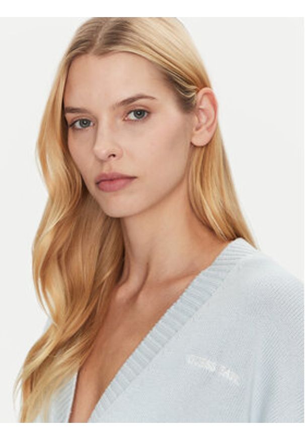 Guess Jeans Kardigan W4BR81 Z3HM1 Błękitny Regular Fit. Kolor: niebieski. Materiał: bawełna