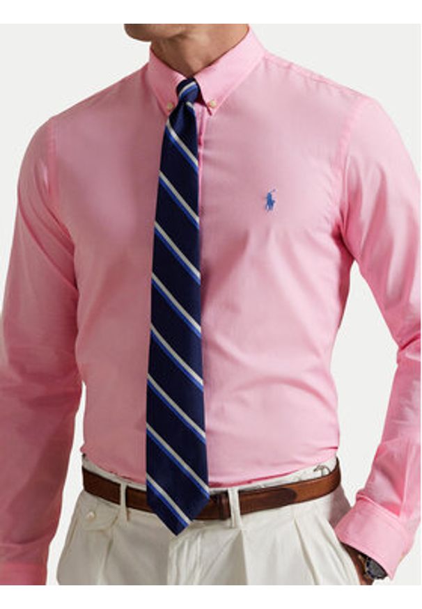 Polo Ralph Lauren Koszula 710929348003 Różowy Slim Fit. Typ kołnierza: polo. Kolor: różowy. Materiał: bawełna