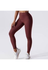 Intica - Legginsy z drapowaniem na trening i co dzień Ingedore. Kolor: czerwony. Materiał: materiał, skóra. Wzór: gładki. Sport: fitness #3