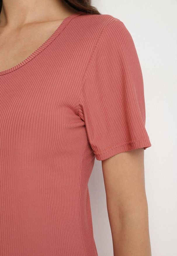 Born2be - Różowa Casualowa Sukienka z Bawełną Lumelisse. Okazja: na co dzień. Kolor: różowy. Materiał: bawełna. Typ sukienki: proste. Styl: casual