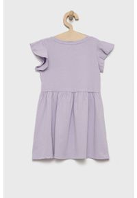 Tom Tailor sukienka dziecięca kolor fioletowy mini rozkloszowana. Kolor: fioletowy. Materiał: bawełna. Długość rękawa: krótki rękaw. Wzór: aplikacja. Typ sukienki: rozkloszowane. Długość: mini