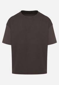 Born2be - Ciemnoszara Koszulka T-shirt Klasyczna Paliessa. Kolor: szary. Styl: klasyczny #3