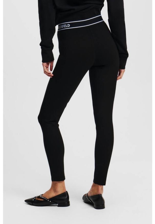 Karl Lagerfeld - KARL LAGERFELD Czarne damskie legginsy. Kolor: czarny. Materiał: materiał