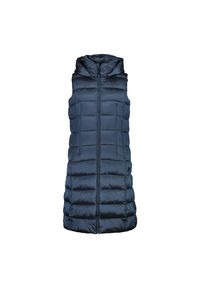 Długa bezrękawnik damski z kapturem CMP. Typ kołnierza: kaptur. Kolor: niebieski. Materiał: puch. Długość rękawa: bez rękawów. Długość: długie. Sezon: zima. Sport: narciarstwo #1