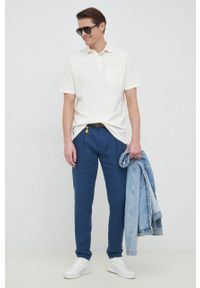 Polo Ralph Lauren polo z domieszką lnu kolor beżowy gładki. Typ kołnierza: polo. Kolor: beżowy. Materiał: len. Wzór: gładki #2