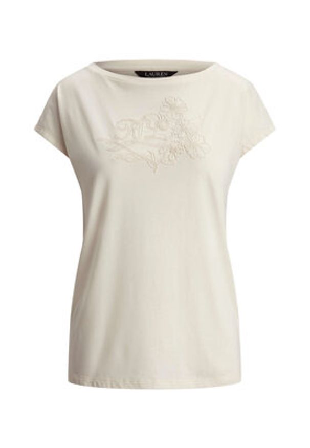 Lauren Ralph Lauren - LAUREN RALPH LAUREN T-Shirt 200963933001 Écru Relaxed Fit. Kolor: kremowy. Materiał: bawełna