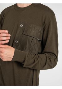 Les Hommes Sweter | LKK102-606A | Classic Fit Jumper | Mężczyzna | Khaki, Wojskowa Zieleń. Okazja: na co dzień. Kolor: brązowy. Materiał: bawełna. Styl: militarny #3