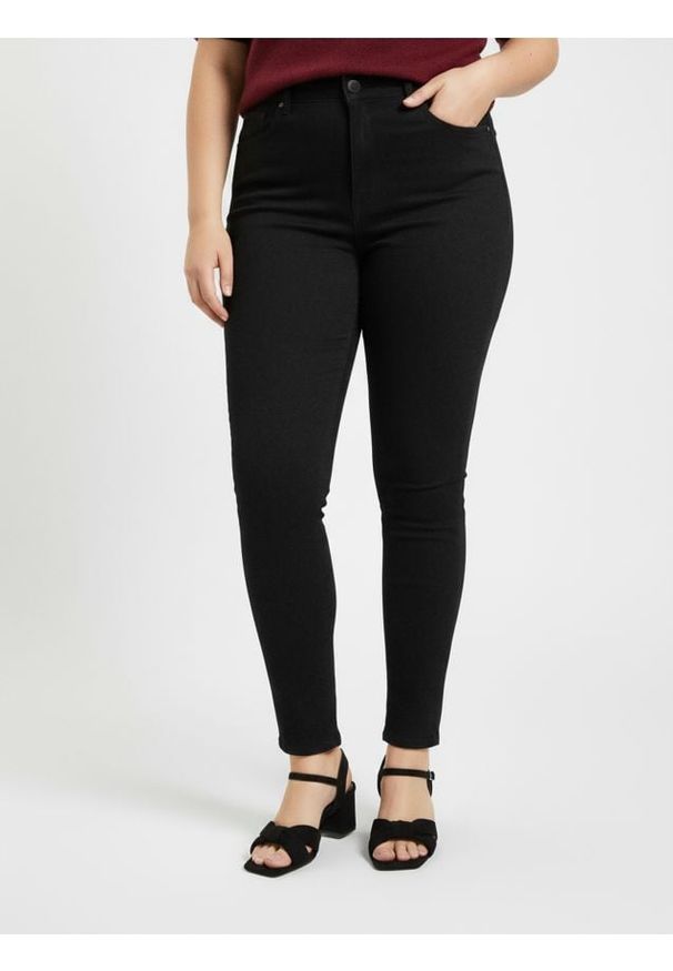 Sinsay - Jeansy skinny z wysokim stanem Plus size - czarny. Stan: podwyższony. Kolekcja: plus size. Kolor: czarny