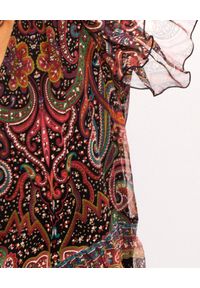 Nissa - NISSA - Jedwabna sukienka z falbanami. Kolor: brązowy. Materiał: jedwab. Wzór: aplikacja, nadruk. Długość: mini #3