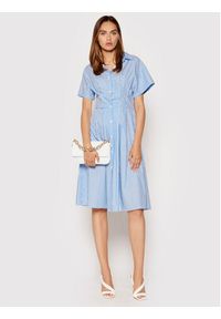 Rinascimento Sukienka koszulowa CFC0017854002 Niebieski Regular Fit. Kolor: niebieski. Materiał: bawełna. Typ sukienki: koszulowe #4