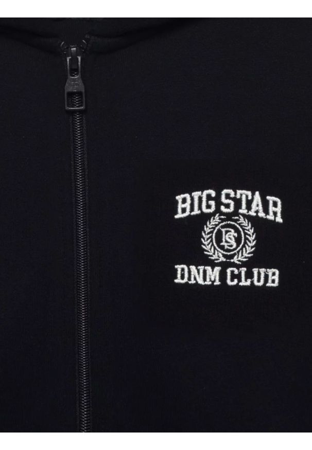 Big-Star - Bluza dziewczęca rozpinana z kapturem czarna Nomah 906. Okazja: na co dzień. Typ kołnierza: kaptur. Kolor: czarny. Materiał: dzianina. Wzór: haft. Styl: casual