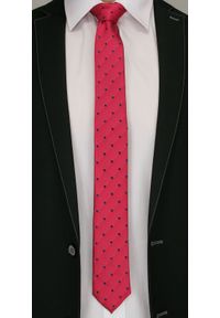 Krawat Męski, Czerwony w Grochy - Angelo di Monti. Kolor: czerwony. Wzór: grochy