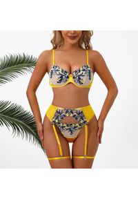 Intica - Zestaw bielizny koronkowy z pasem do pończoch satynowe wykończenie Sean. Kolor: wielokolorowy. Materiał: satyna, koronka. Wzór: koronka #10