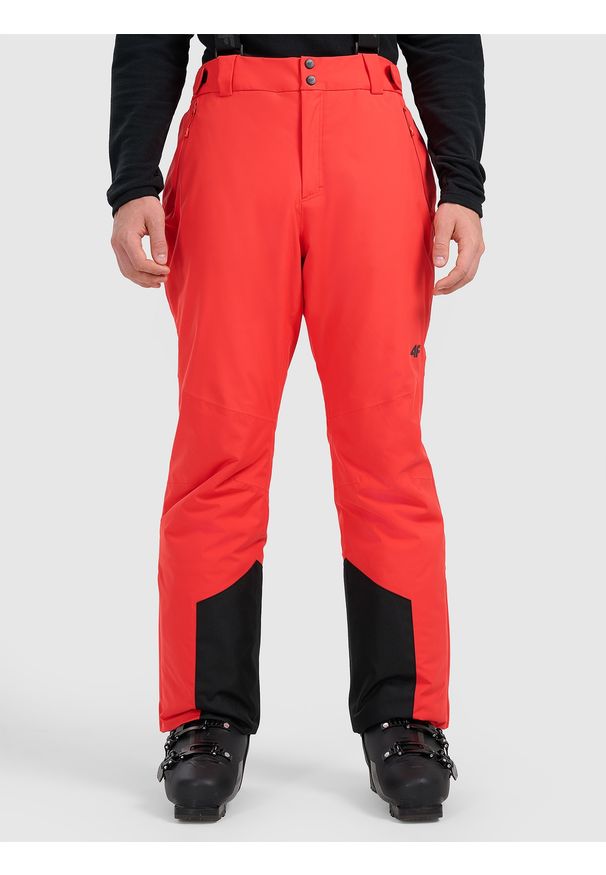 4f - 4F Spodnie narciarskie z szelkami membrana 10000 męskie - czerwone 3XL. Kolor: czerwony. Materiał: poliester. Sezon: zima. Sport: narciarstwo