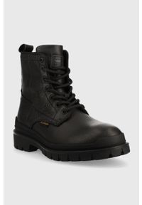 G-Star RAW - G-Star Raw botki skórzane Blake Hgh damskie kolor czarny na platformie. Nosek buta: okrągły. Zapięcie: sznurówki. Kolor: czarny. Materiał: skóra. Obcas: na platformie #3