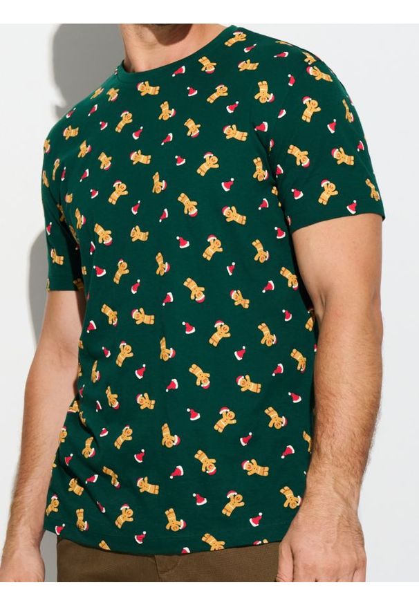Sinsay - Bawełniana koszulka z motywem świątecznym - zielony. Kolor: zielony. Materiał: bawełna. Styl: wizytowy