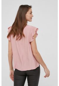 Answear Lab bluzka kolor różowy. Okazja: na co dzień. Kolor: różowy. Materiał: tkanina. Długość rękawa: krótki rękaw. Długość: krótkie. Wzór: gładki. Styl: wakacyjny