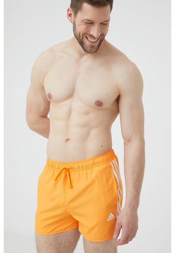 adidas Performance szorty kąpielowe HA0401 kolor pomarańczowy. Kolor: pomarańczowy. Materiał: materiał. Wzór: aplikacja