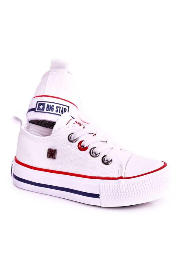 Big-Star - Dziecięce Klasyczne Niskie Trampki Big Star HH374089 Białe. Kolor: biały. Materiał: materiał. Styl: klasyczny