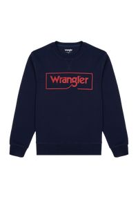 Wrangler - WRANGLER FRAME LOGO CREW MĘSKA BLUZA KLASYCZNA NADRUK NAVY W662HA114 112320240. Wzór: nadruk. Styl: klasyczny #6