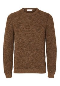 Selected Homme Sweter 16059390 Brązowy Regular Fit. Kolor: brązowy. Materiał: bawełna