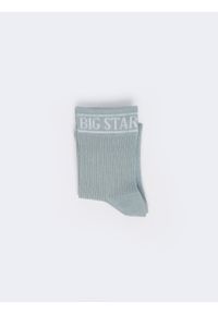 Big-Star - Skarpety damskie w prążek z napisem BIG STAR błękitne Marcolia 401. Kolor: niebieski. Materiał: materiał. Wzór: napisy, prążki
