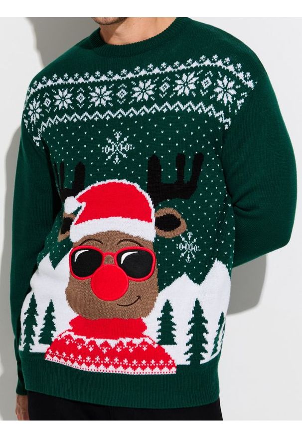 Sinsay - Sweter z motywem świątecznym - zielony. Kolor: zielony. Styl: wizytowy