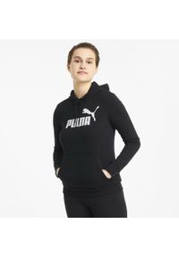 Puma - Damska bluza Essentials z kapturem i logo PUMA Black. Kolor: wielokolorowy, czarny, biały