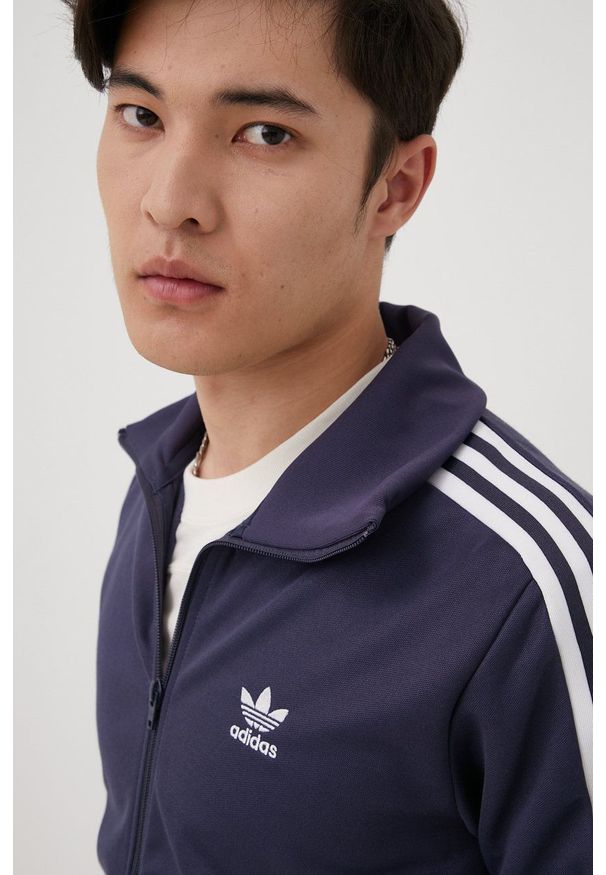 adidas Originals bluza Adicolor męska kolor granatowy gładka. Okazja: na co dzień. Kolor: niebieski. Materiał: poliester. Wzór: gładki. Styl: casual