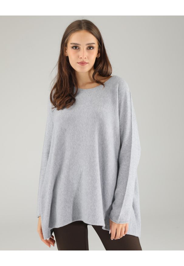 Unisono - SWETER OVERSIZE Z DZIANINY 19-23N349S GRIGI. Materiał: dzianina