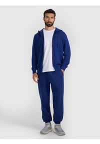 4f - 4F Spodnie dresowe joggery męskie - granatowe XXL. Kolor: niebieski. Materiał: dresówka. Wzór: gładki, ze splotem
